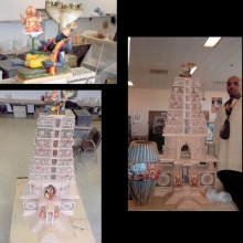 Inmate Arjuna dasa—from Ohio—built this temple replica in the prison workshop where he teaches woodworking.