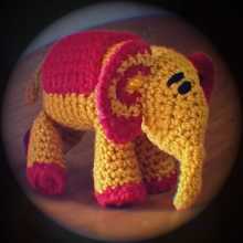 Airavata, Indra's elephant. Crochet by inmate Rakesh P. -from Connecticut