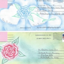 Inmate Terry H.—from Alabama—artistically decorated these envelopes he used to send letters to the prison ministry.