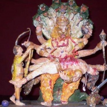 Unknown inmate. This scene from Lord Nrsimadeva’s pastimes was made with papier mache, made from toilet paper.
