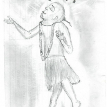 Drawing by inmate Krishna Kirtan dasa — from Virginia—who had never drawn before. This was his very first attempt. His devotion shines through this drawing.