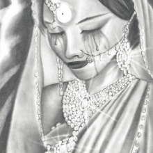 Drawing of Sri Radha by inmate Myo N. S. —Texas 11-2021