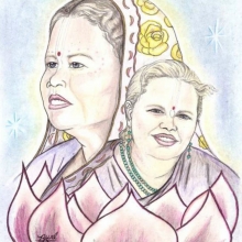 Drawing by inmate Burl D. —from Florida—depicting Mother Shyama Priya, who was at the helm of the prison ministry for twenty years. She left her body in April 2009.